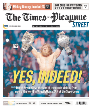 Illustration for article titled WrestleMania Gets New Orleans Newspaper's Front Page